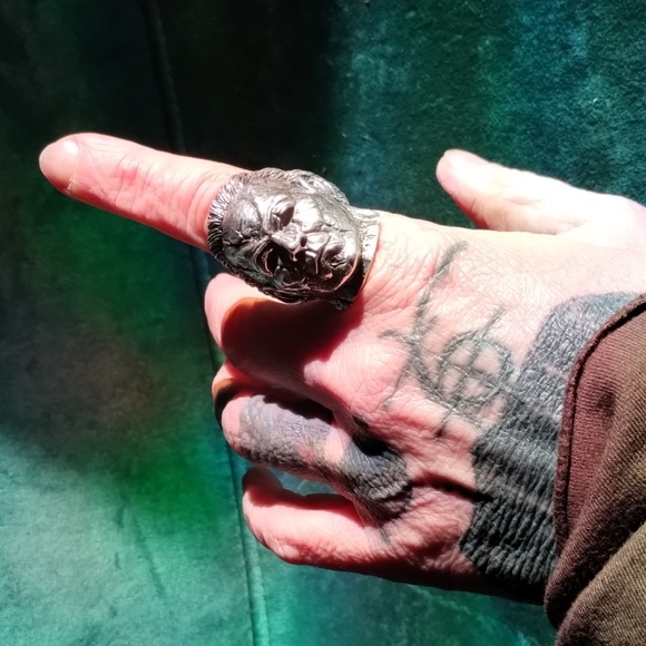 🖤Rebel 13 🖤 HALLOWEE🖤 SOLID  Sterling Silver biker Michael Meyers Ring Size 8 - Picture 5 of 11